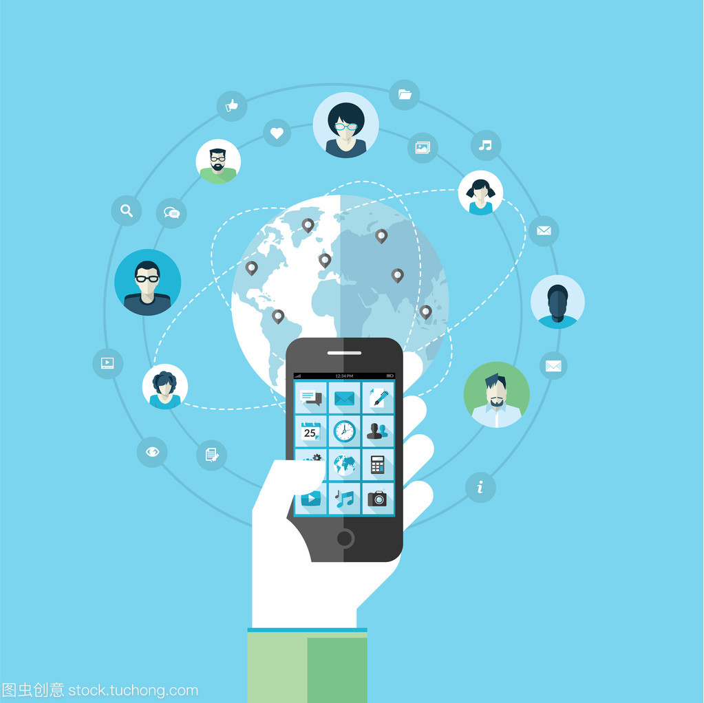 現(xiàn)代智能手機(jī)服務(wù)與應(yīng)用程序中的平面設(shè)計(jì)概念應(yīng)用